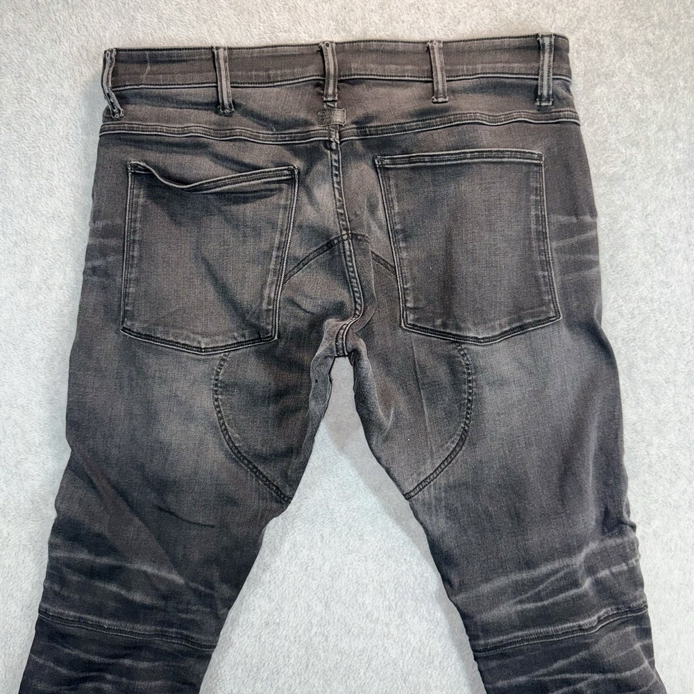 G-Star Raw 5620 3D Skinny‎ Jeans Mens 36x32 Black Distressed Stretch Rocker Moto - Picture 7 of 16